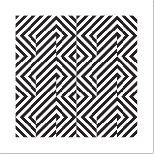 Black and white geometric op art pattern Posters and Art